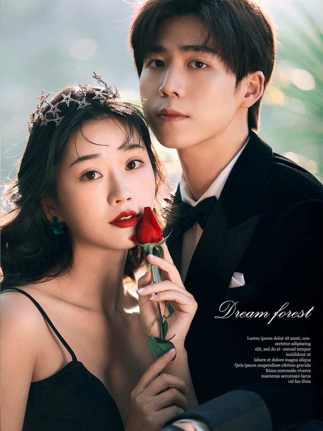 黑纱礼服森系婚纱照